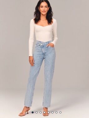 Abercrombie High-Rise Straight Leg Jeans in Light Blue